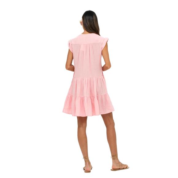 NEW OLIPHANT roll sleeve dress in bahama pink - Picture 2 of 2